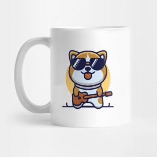 cute corgi plays guitar funny dog Mug